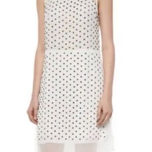 Diane Von Furstenberg size 2 silk dress gold crystals off white XS petite